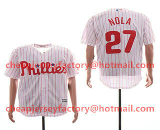 Men's Philadelphia Phillies #27 Aaron Nola White Home Stitched MLB Majestic Cool Base Jersey