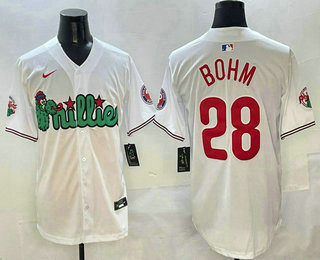 Men's Philadelphia Phillies #28 Alec Bohm White Fashion Cool Base Jersey