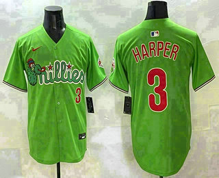 Men's Philadelphia Phillies #3 Bryce Harper Light Green Fashion Cool Base Jersey