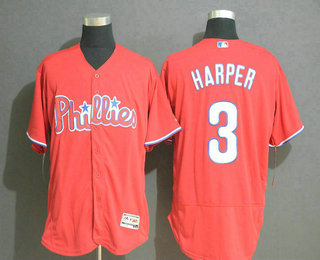 Men's Philadelphia Phillies #3 Bryce Harper Red Flexbase Stitched MLB Jersey