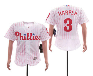 Men's Philadelphia Phillies #3 Bryce Harper White Home Stitched MLB Flex Base Jersey