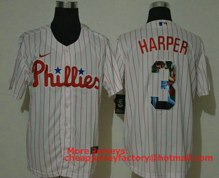 Men's Philadelphia Phillies #3 Bryce Harper White Unforgettable Moment Stitched Fashion MLB Cool Base Nike Jersey