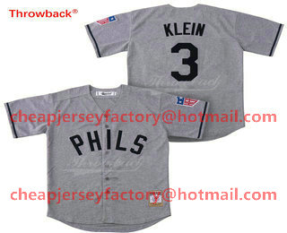 Men's Philadelphia Phillies #3 Chuck Klein 1942 Gray Wool Mitchell & Ness Throwback Jersey