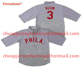Men's Philadelphia Phillies #3 Chuck Klein 1990 Gray Wool Mitchell & Ness Throwback Jersey