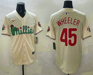 Men's Philadelphia Phillies #45 Zack Wheeler Cream Fashion Cool Base Jersey