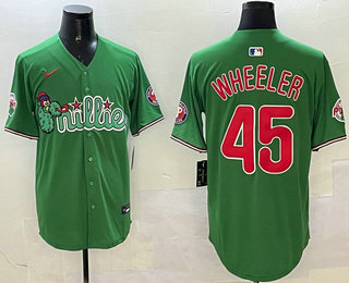Men's Philadelphia Phillies #45 Zack Wheeler Green Fashion Cool Base Jersey