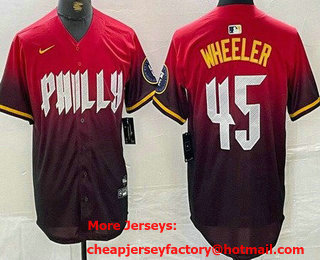 Men's Philadelphia Phillies #45 Zack Wheeler Red 2024 City Cool Base Jersey