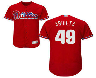 Men's Philadelphia Phillies #49 Jake Arrieta Red Flexbase Stitched MLB Jersey