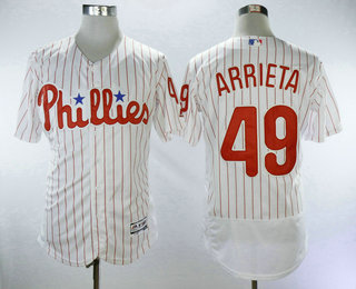 Men's Philadelphia Phillies #49 Jake Arrieta White Home Stitched MLB Flex Base Jersey