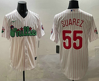 Men's Philadelphia Phillies #55 Ranger Suarez White Fashion Cool Base Jersey