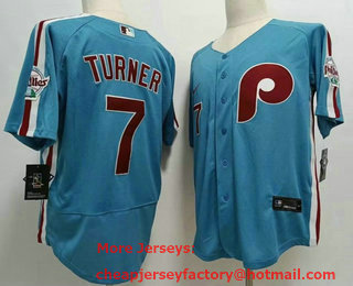 Men's Philadelphia Phillies #7 Trea Turner Blue Stitched MLB Flex Base Nike Jersey