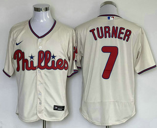 Men's Philadelphia Phillies #7 Trea Turner Cream Stitched MLB Flex Base Nike Jersey