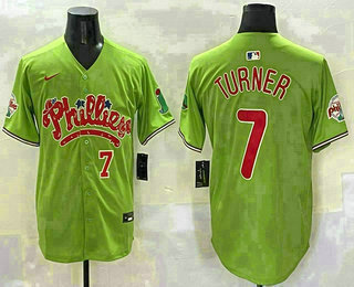 Men's Philadelphia Phillies #7 Trea Turner Light Green Fashion Cool Base Jersey