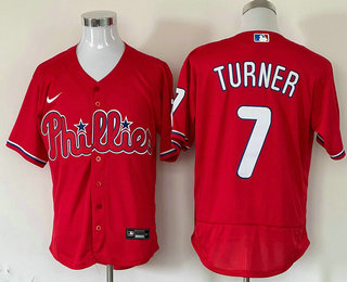 Men's Philadelphia Phillies #7 Trea Turner Red Stitched MLB Flex Base Nike Jersey