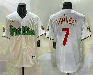 Men's Philadelphia Phillies #7 Trea Turner White Fashion Cool Base Jersey