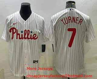 Men's Philadelphia Phillies #7 Trea Turner White Stitched MLB Cool Base Nike Jersey