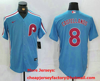 Men's Philadelphia Phillies #8 Nick Castellanos Light Blue Cooperstown Cool Base Jersey