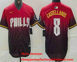 Men's Philadelphia Phillies #8 Nick Castellanos Red 2024 City Cool Base Jersey