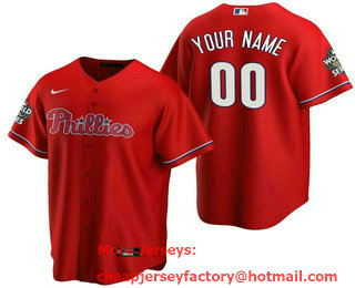 Men's Philadelphia Phillies Active Player Custom Red World Series Cool Base Stitched Baseball Jersey