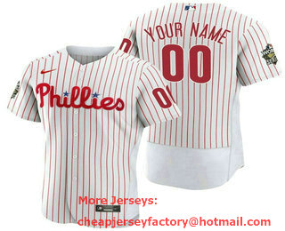 Men's Philadelphia Phillies Active Player Custom White 2022 World Series Flex Base Stitched Baseball Jersey