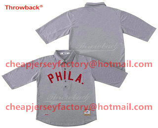 Men's Philadelphia Phillies Blank 1990 Gray Wool Mitchell & Ness Throwback Jersey