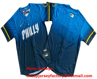 Men's Philadelphia Phillies Blank Blue 2024 City Cool Base Jersey
