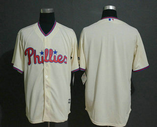 Men's Philadelphia Phillies Blank Cream Stitched MLB Cool Base Jersey