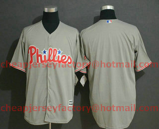 Men's Philadelphia Phillies Blank Gray Stitched MLB Cool Base Jersey