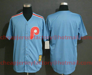 Men's Philadelphia Phillies Blank Light Blue Throwback Stitched MLB Cooperstown Collection Jersey By Mitchell & Ness