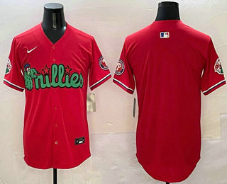 Men's Philadelphia Phillies Blank Red Fashion Cool Base Jersey