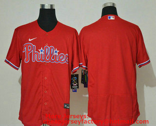 Men's Philadelphia Phillies Blank Red Stitched MLB Flex Base Nike Jersey