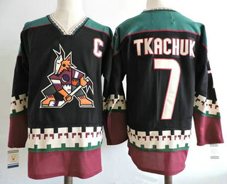 Men's Phoenix Coyotes #7 Keith Tkachuk Black 1998 CCM Vintage Stitched NHL Hockey Throwback Jersey