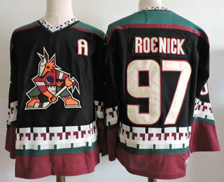 Men's Phoenix Coyotes #97 Jeremy Roenick Black 1998 CCM Vintage Stitched NHL Hockey Throwback Jersey