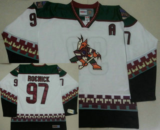 Men's Phoenix Coyotes #97 Jeremy Roenick White 1998 CCM Vintage Throwback NHL Hockey Jersey