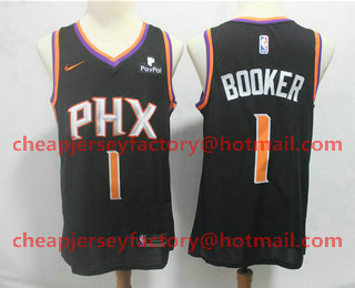 Men's Phoenix Suns #1 Devin Booker Black 2018 Nike Swingman Stitched NBA Jersey With The Sponsor Logo