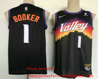 Men's Phoenix Suns #1 Devin Booker Black Diamond 2022 City Edition Swingman Stitched Jersey With Sponsor