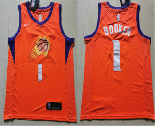 Men's Phoenix Suns #1 Devin Booker NEW Orange 20 Nike Swingman Stitched NBA Jersey