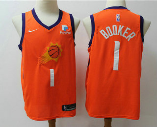 Men's Phoenix Suns #1 Devin Booker NEW Orange 20 Nike Swingman Stitched NBA Jersey With The Sponsor Logo