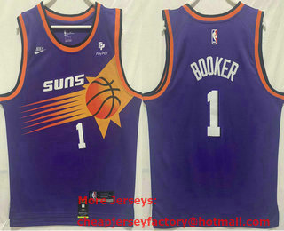 Men's Phoenix Suns #1 Devin Booker Purple 2023 Nike Swingman Stitched Jersey With Sponsor