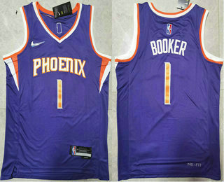 Men's Phoenix Suns #1 Devin Booker Purple 75th Anniversary Diamond 2021 Stitched Jersey