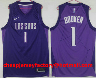 Men's Phoenix Suns #1 Devin Booker Purple City Edition Nike Swingman Jersey