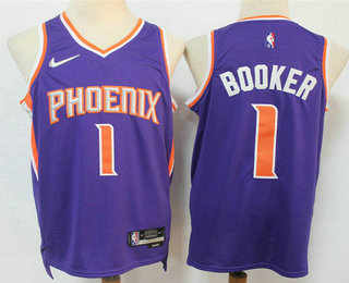 Men's Phoenix Suns #1 Devin Booker Purple Nike 75th Anniversary Diamond 2021 Stitched Jersey