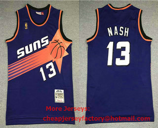 Men's Phoenix Suns #13 Steve Nash Purple Gold NBA Hardwood Classics Soul Swingman Throwback Jersey