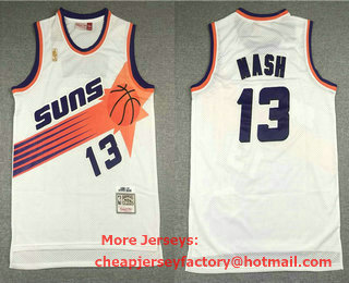 Men's Phoenix Suns #13 Steve Nash White Gold NBA Hardwood Classics Soul Swingman Throwback Jersey