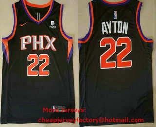 Men's Phoenix Suns #22 Deandre Ayton Black 2021 Nike Swingman Stitched NBA Jersey With Sponsor Logo