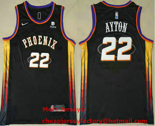 Men's Phoenix Suns #22 Deandre Ayton Black 75th Anniversary 2021 Nike Swingman Stitched NBA Jersey With Sponsor