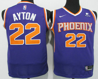 Men's Phoenix Suns #22 Deandre Ayton Purple 2021 Nike Swingman Stitched NBA Jersey With Sponsor Logo