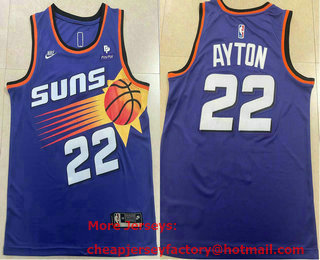 Men's Phoenix Suns #22 Deandre Ayton Purple 2023 Nike Swingman Stitched Jersey With Sponsor