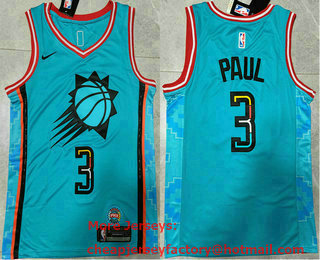 Men's Phoenix Suns #3 Chris Paul 2022 Blue City Edition With 6 Patch Stitched Jersey