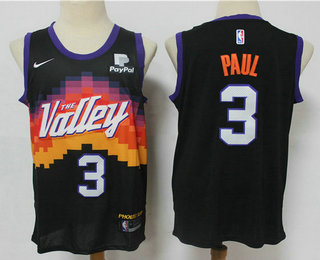 Men's Phoenix Suns #3 Chris Paul Black 2021 City Edition NBA Swingman Jersey With The Sponsor Logo
